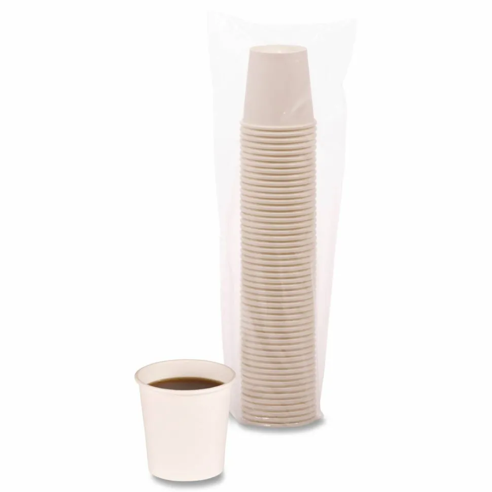 Boardwalk Paper Hot Cups, 4 oz, White, 50/Sleeve, 20 Sleeves/Carton