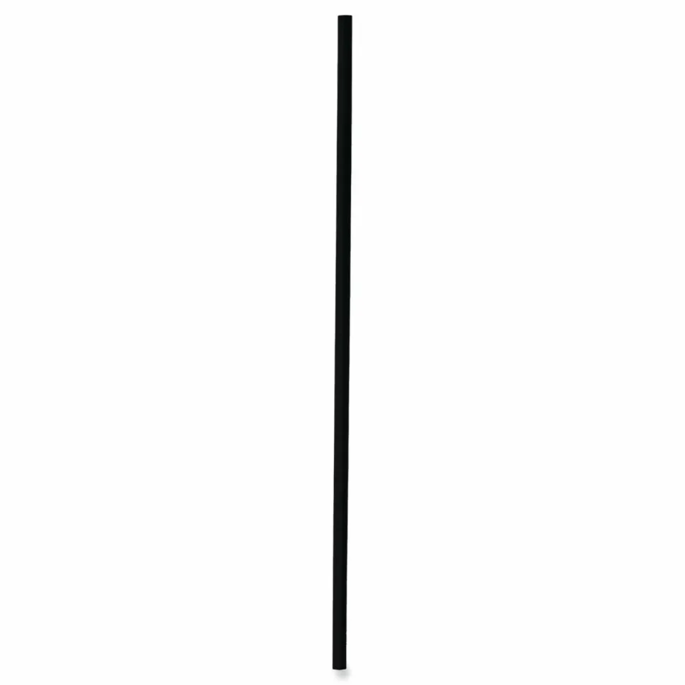 Boardwalk Single-Tube Stir-Straws, 5.25", Polypropylene, Black, 1,000/Pack, 10 Packs/Carton