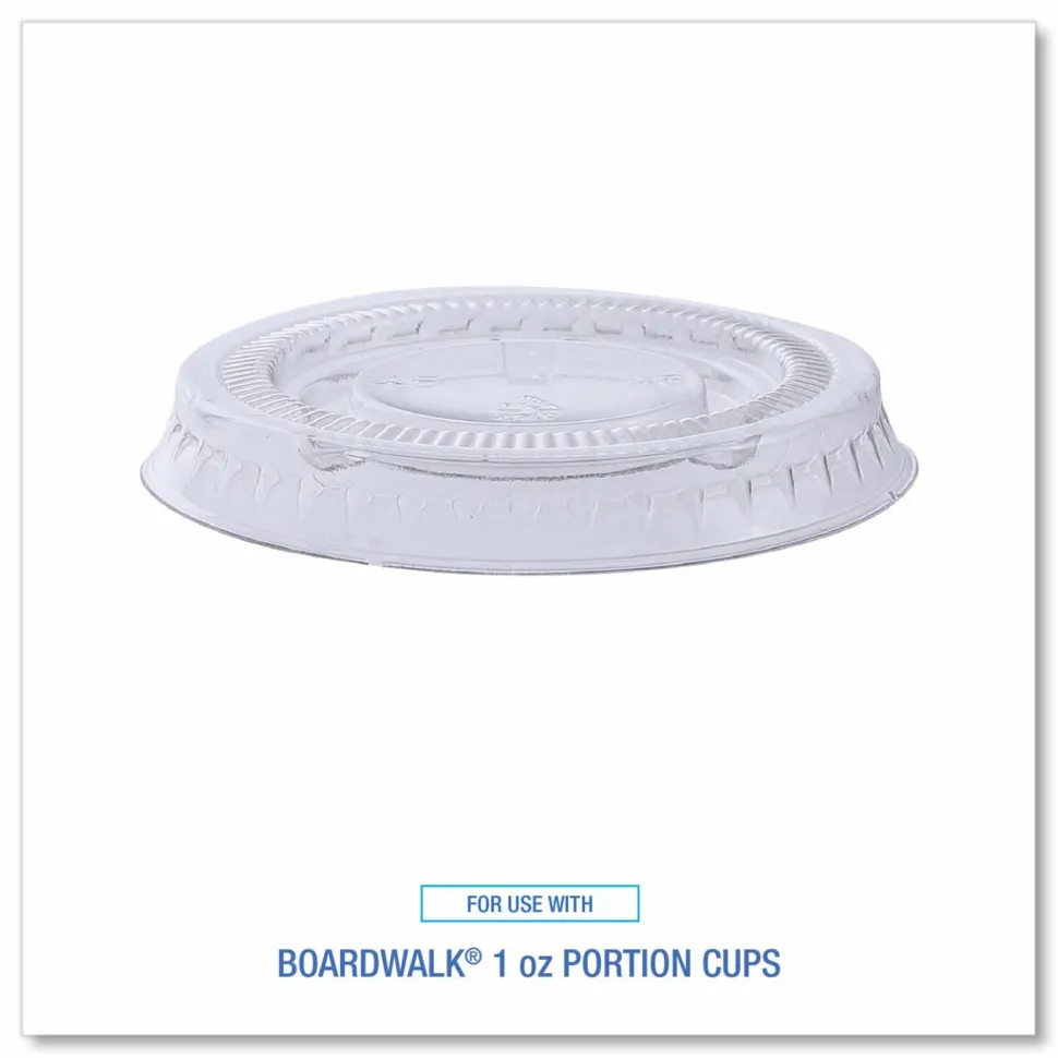 Boardwalk Souffle/Portion Cup Lids, Fits 1 oz Portion Cups, Plastic, Clear, 2,500/Carton