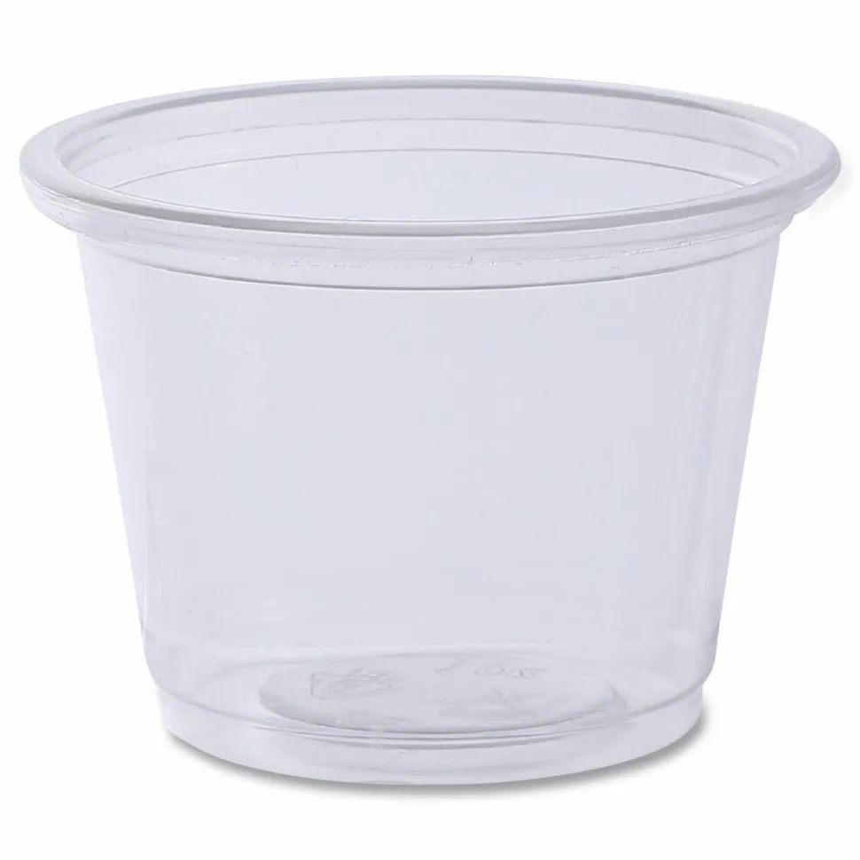 Boardwalk Souffle/Portion Cups, 1 oz, Plastic, Clear, 125/Sleeves, 20 Sleeves/Carton
