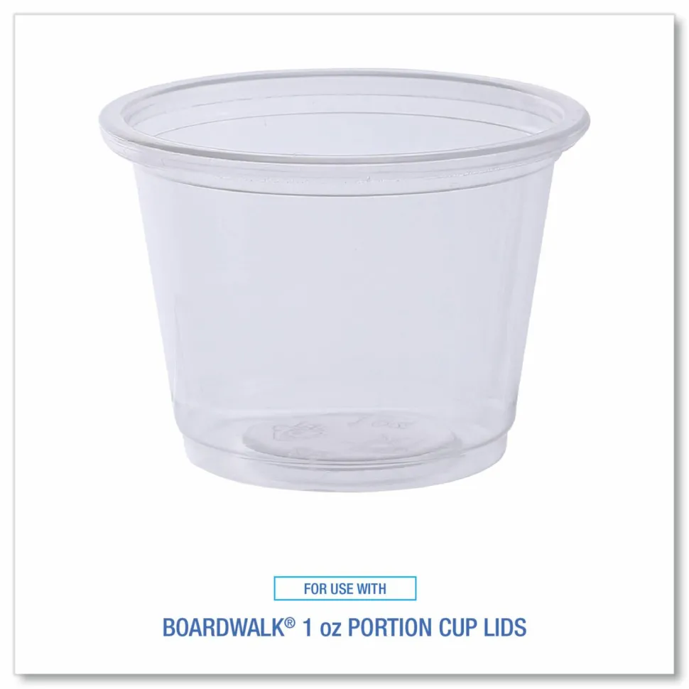Boardwalk Souffle/Portion Cups, 1 oz, Plastic, Clear, 125/Sleeves, 20 Sleeves/Carton