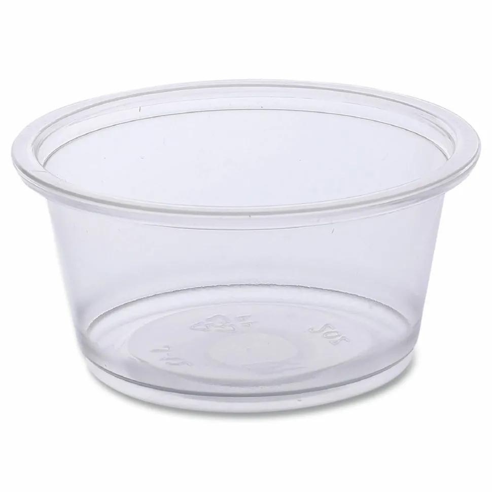 Boardwalk Souffle/Portion Cups, 2 oz, Plastic, Clear, 125/Sleeve, 20 Sleeves/Carton