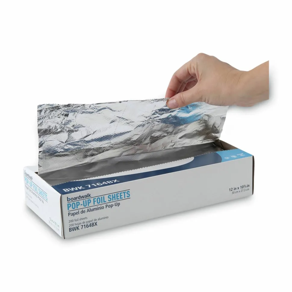 Boardwalk Standard Aluminum Foil Pop-Up Sheets, 63 Gauge, 12 x 10.75, 200/Box, 12 Boxes/Carton