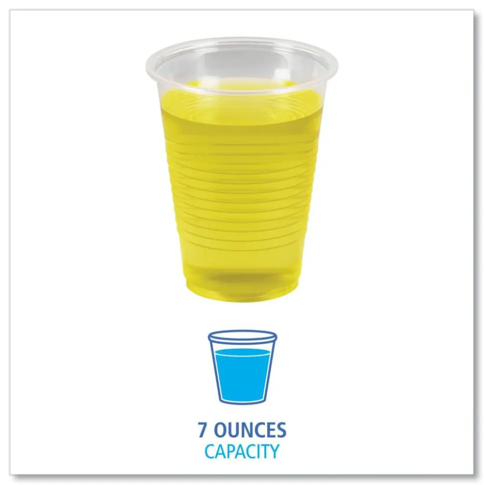 Boardwalk Translucent Plastic Cold Cups, 7 oz, 100/Sleeve, 25 Sleeves/Carton