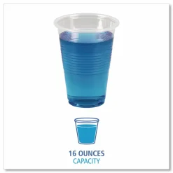 Boardwalk Translucent Plastic Cold Cups, 16 oz, 50/Sleeve, 20 Sleeves/Carton