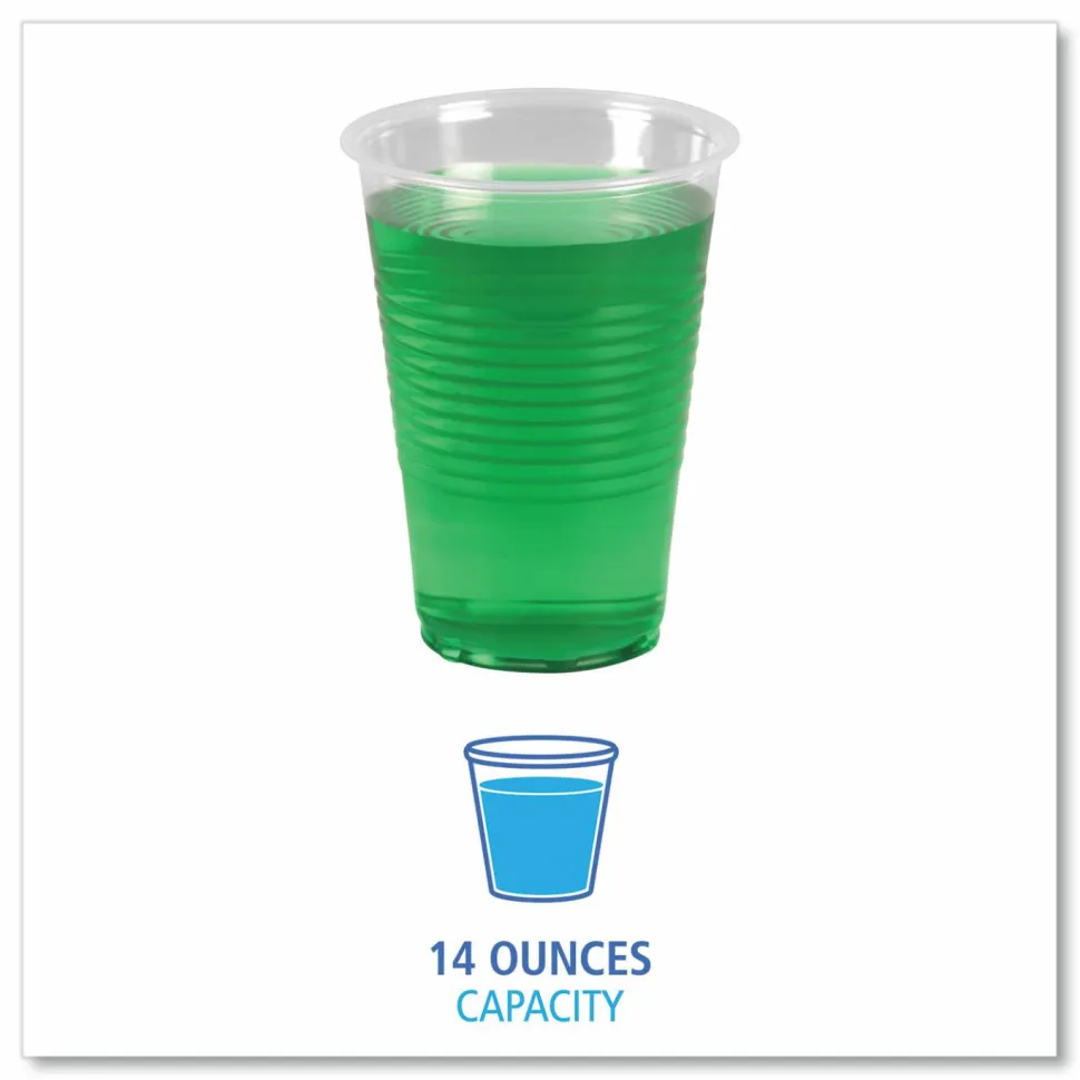 Boardwalk Translucent Plastic Cold Cups, 14 oz, 50/Sleeve, 20 Sleeves/Carton
