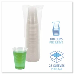 Boardwalk Translucent Plastic Cold Cups, 14 oz, 50/Sleeve, 20 Sleeves/Carton