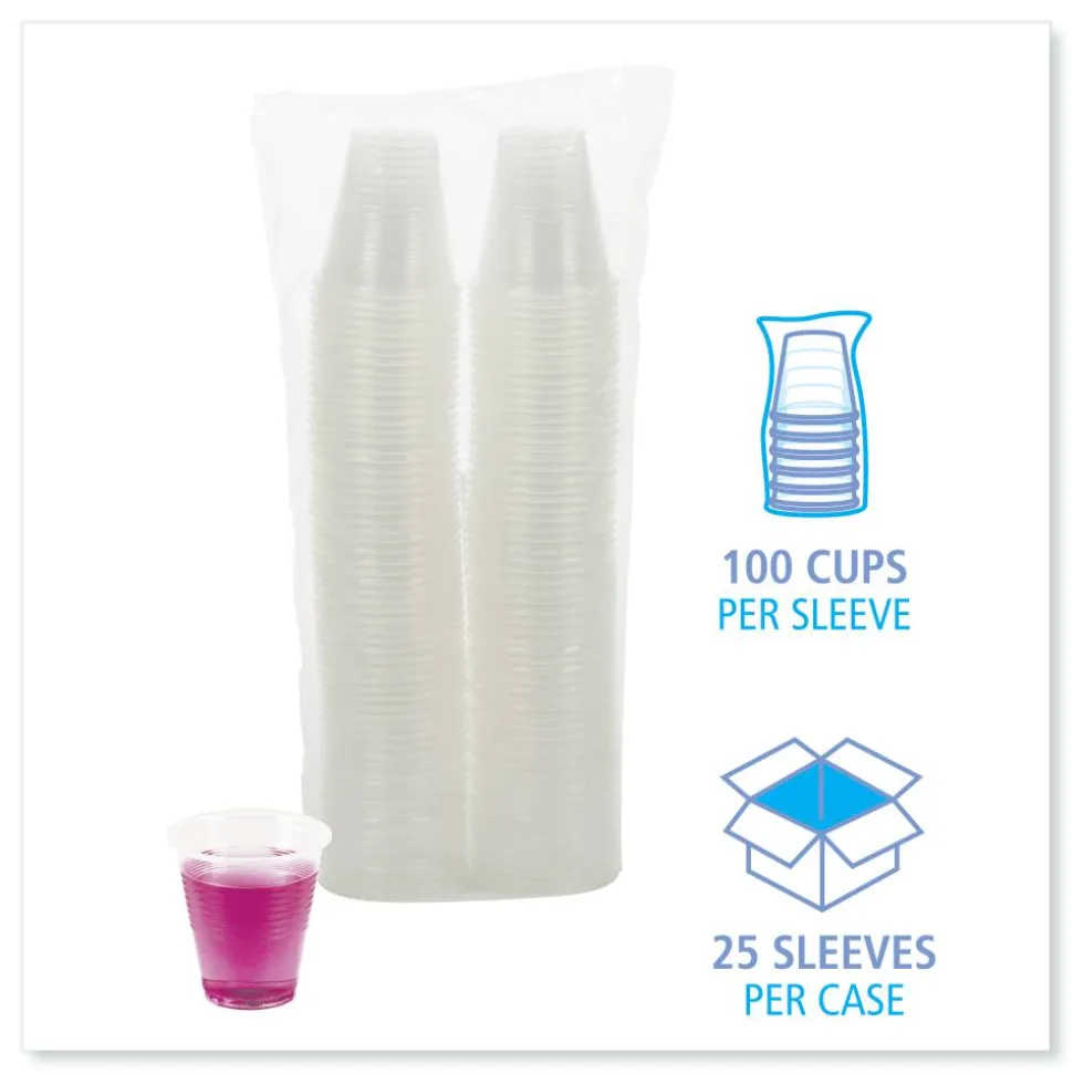 Boardwalk Translucent Plastic Cold Cups, 3 oz, 125/Sleeve, 20 Sleeves/Carton