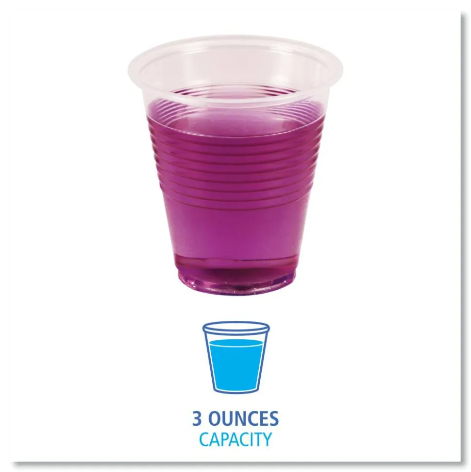 Boardwalk Translucent Plastic Cold Cups, 3 oz, 125/Sleeve, 20 Sleeves/Carton