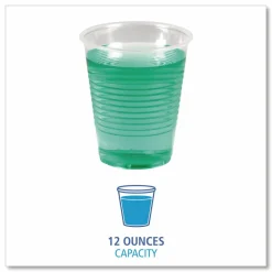 Boardwalk Translucent Plastic Cold Cups, 12 oz, 50/Sleeve, 20 Sleeves/Carton