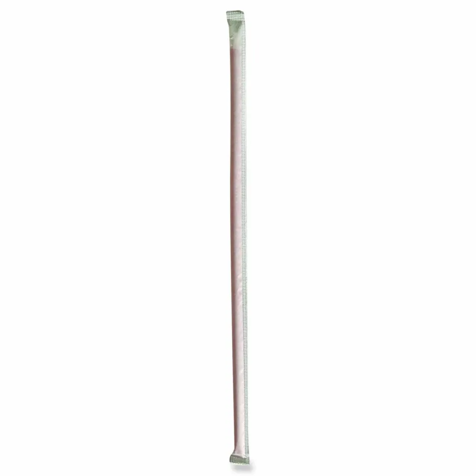 Boardwalk Wrapped Giant Straws, 10.25", Polypropylene, Red, 300/Pack, 4 Packs/Carton