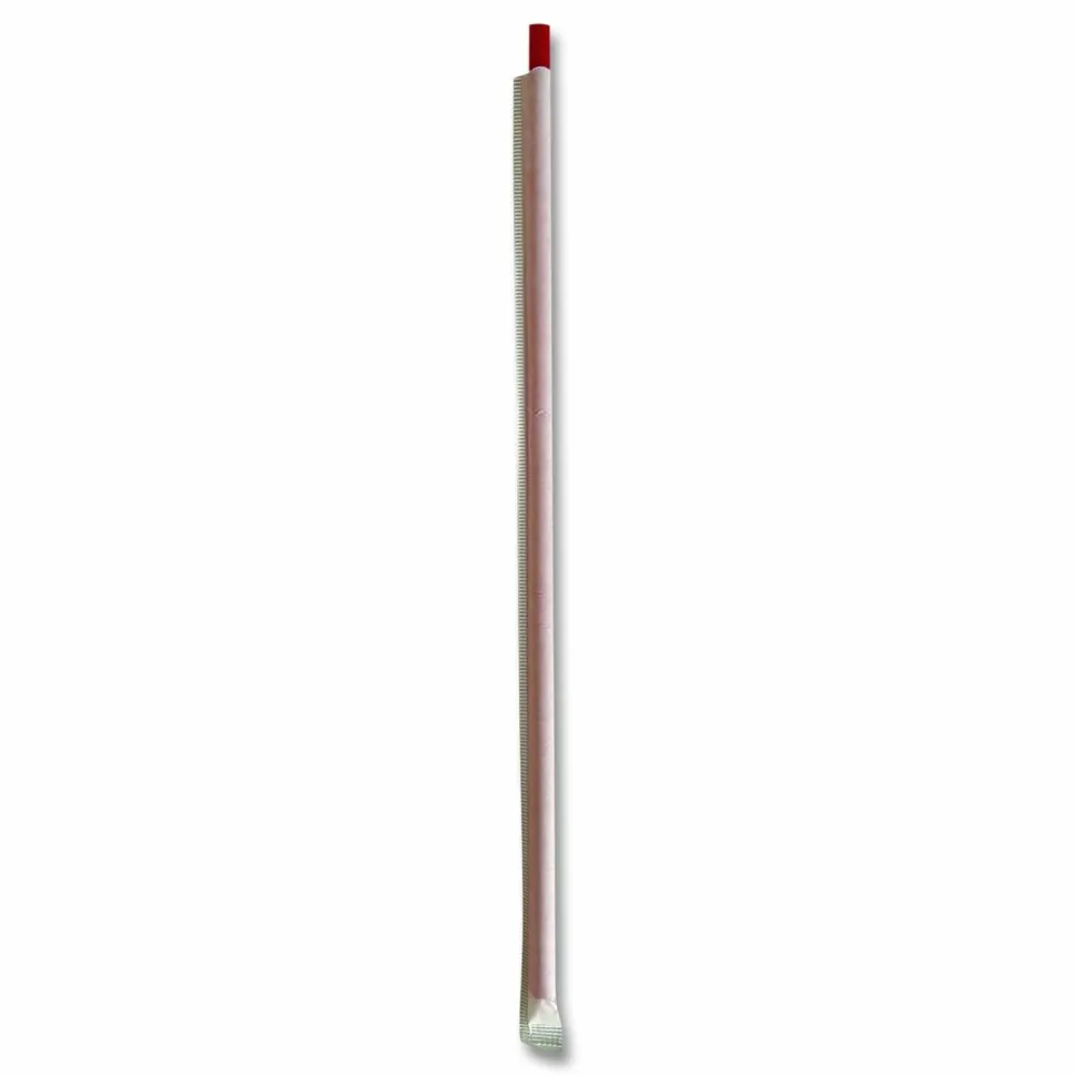Boardwalk Wrapped Giant Straws, 10.25", Polypropylene, Red, 300/Pack, 4 Packs/Carton
