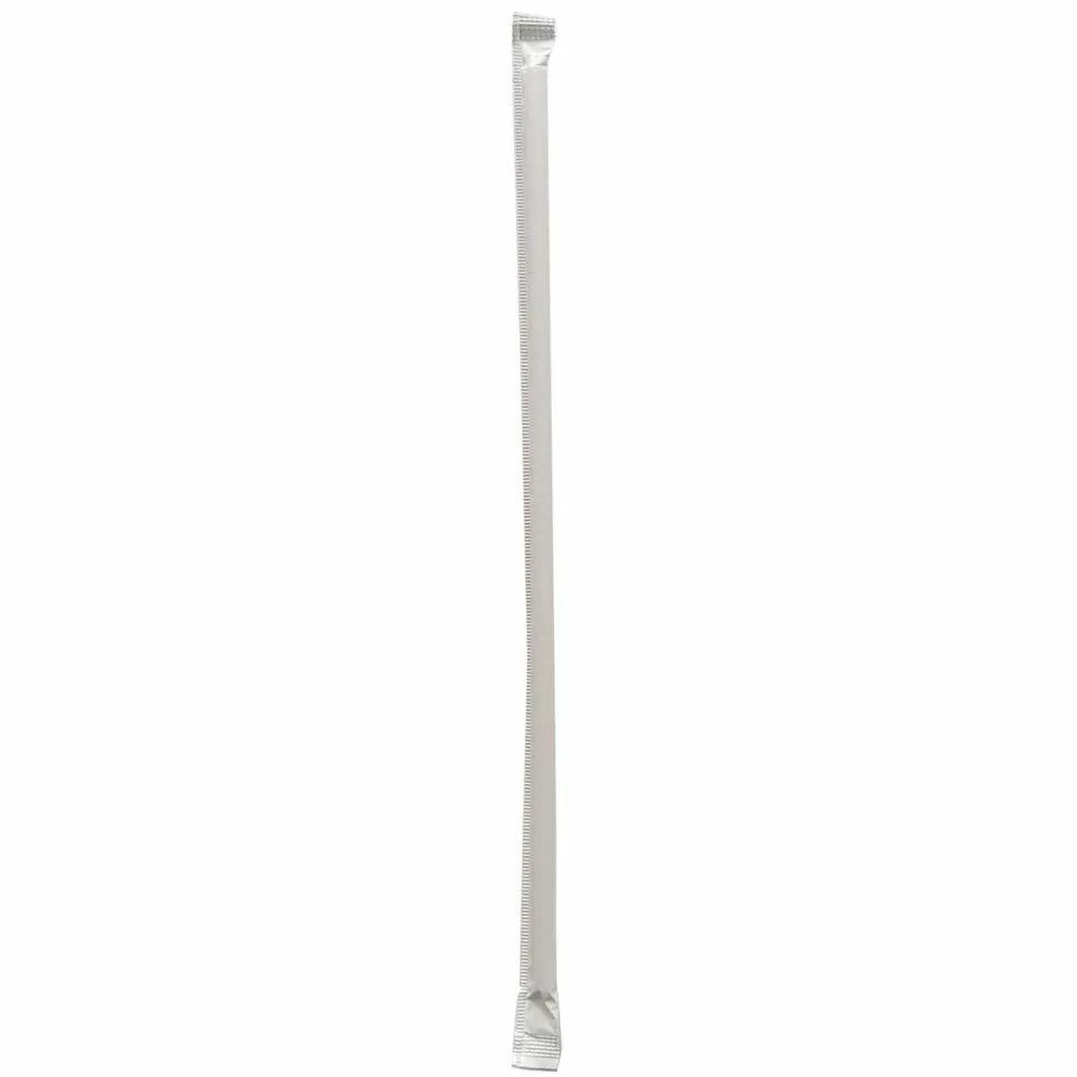 Boardwalk Wrapped Giant Straws, 10.25", Polypropylene, Red/White Striped, 300/Pack, 4 Packs/Carton