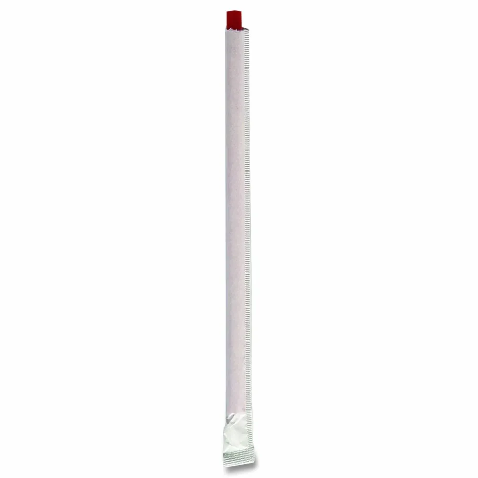 Boardwalk Wrapped Giant Straws, 7.75", Polypropylene, Red, 300/Pack, 24 Packs/Carton