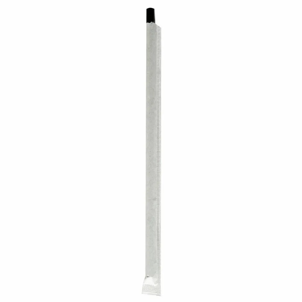 Boardwalk Wrapped Jumbo Paper Straws, 7.75", Paper, Black, 320/Pack, 4 Packs/Carton
