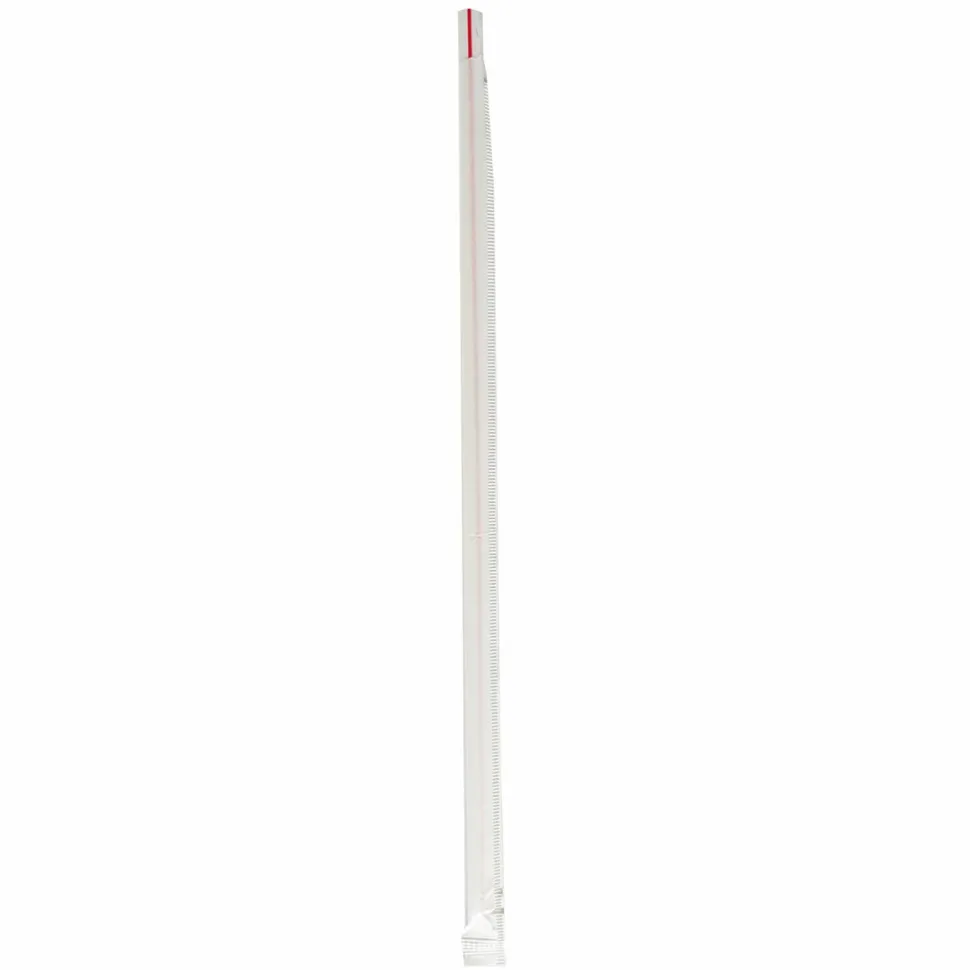 Boardwalk Wrapped Jumbo Straws, 10.25", Polypropylene, Red/White Striped, 500/Pack, 4 Packs/Carton