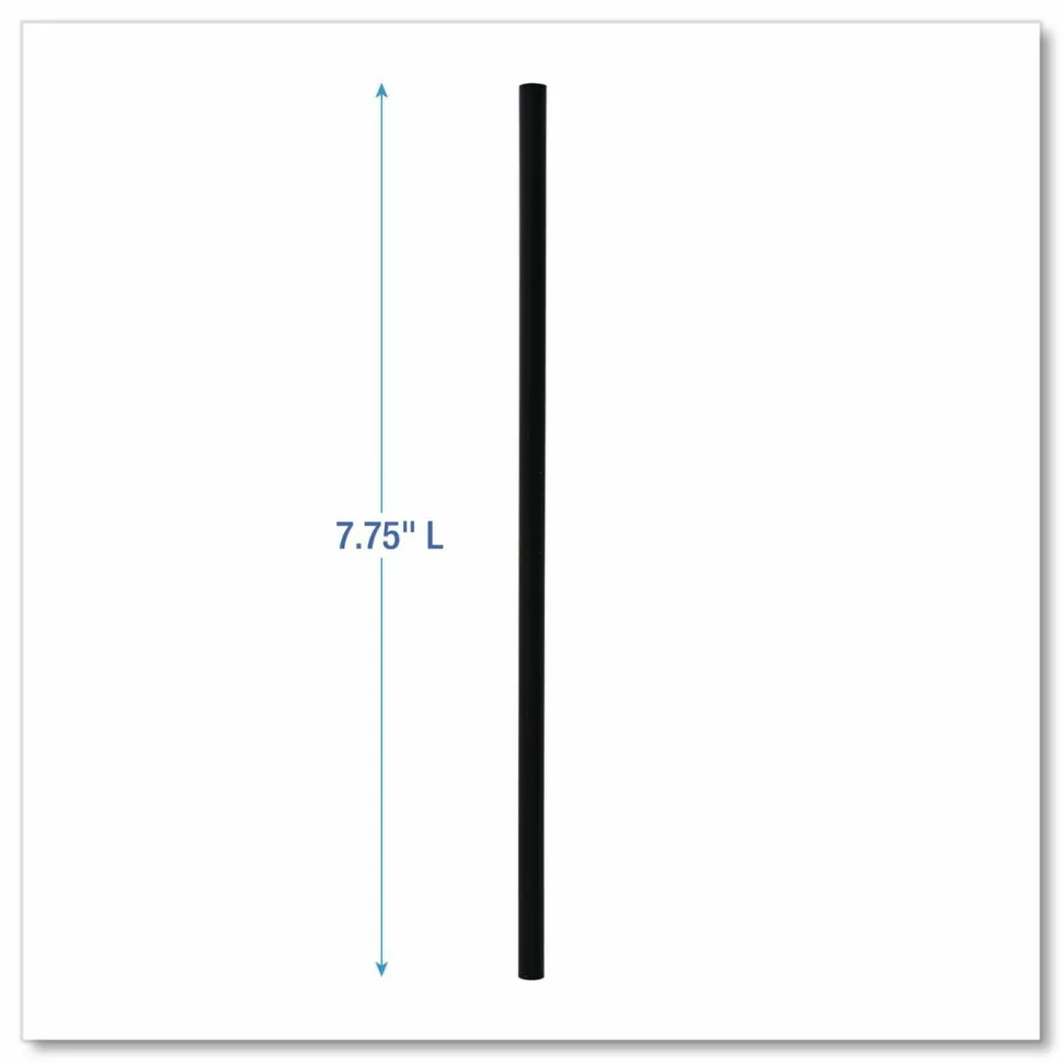 Boardwalk Wrapped Jumbo Straws, 7.75", Polypropylene, Black, 250/Pack, 50 Packs/Carton