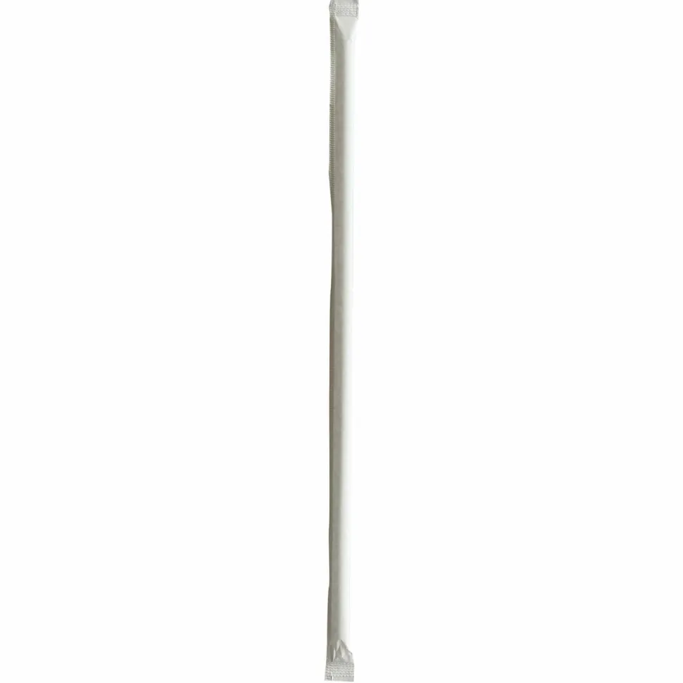 Boardwalk Wrapped Jumbo Straws, 10.25", Polypropylene, Clear, 500/Pack, 4 Packs/Carton
