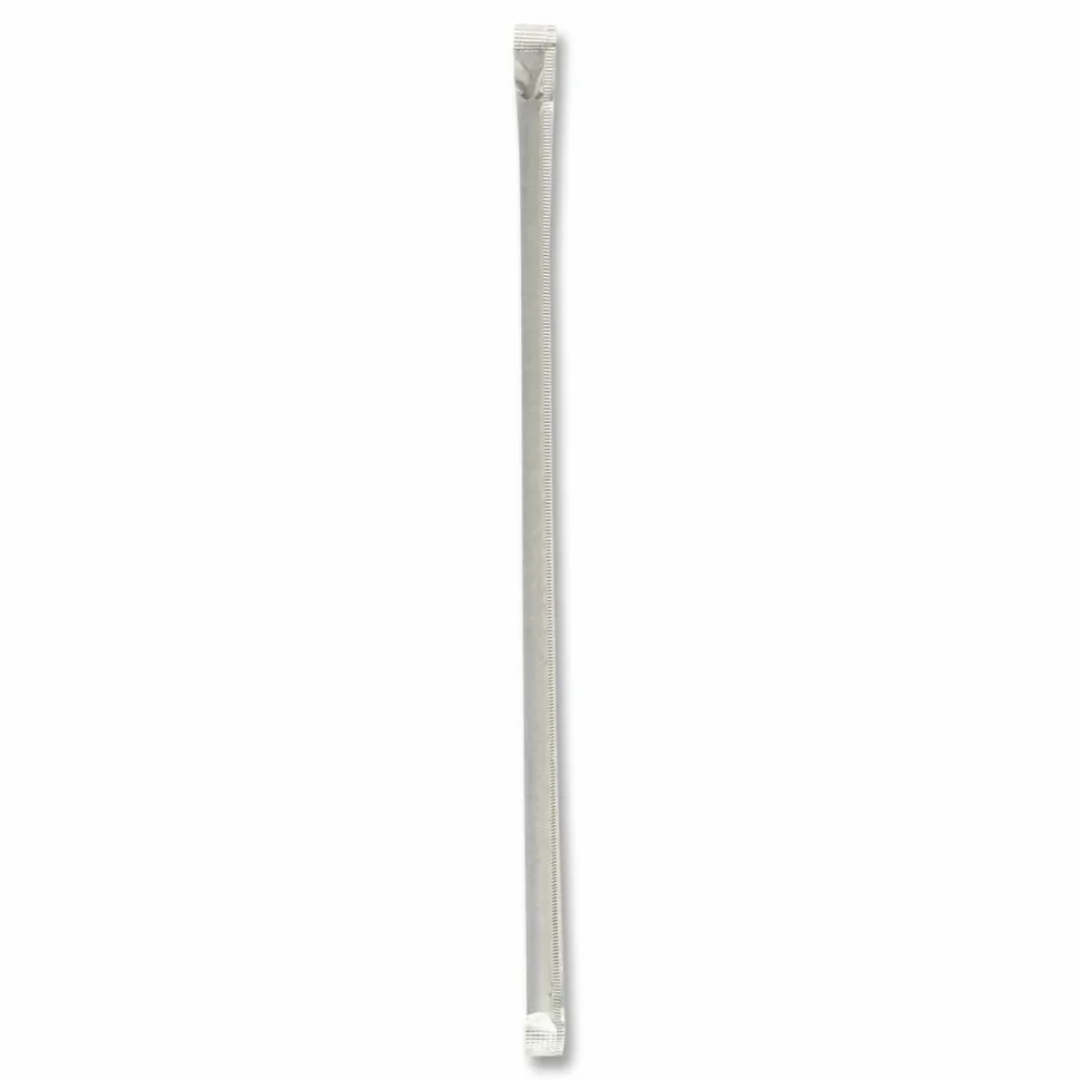 Boardwalk Wrapped Jumbo Straws, 10.25", Polypropylene, Black, 500/Pack, 4 Packs/Carton