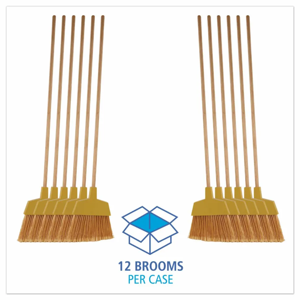 Boardwalk Angler Broom, 53" Length, Yellow, 12/Carton