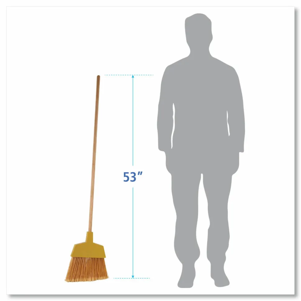 Boardwalk Angler Broom, Plastic Bristles, 53" Wood Handle, Yellow