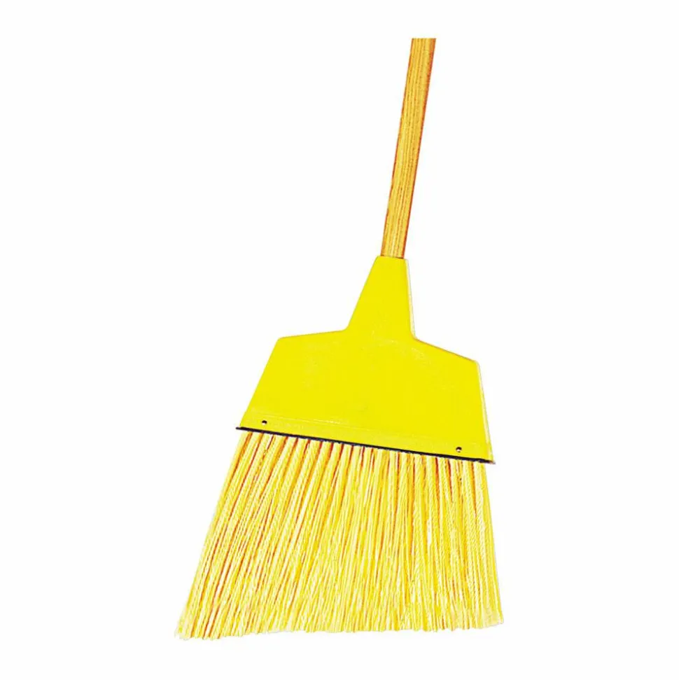 Boardwalk Angler Broom, Plastic Bristles, 53" Wood Handle, Yellow