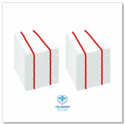 Boardwalk Antimicrobial Foodservice Wipers, 1-Ply, 12 x 21, Red/White, 150/Carton