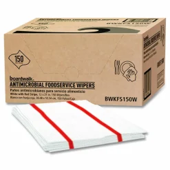 Boardwalk Antimicrobial Foodservice Wipers, 1-Ply, 12 x 21, Red/White, 150/Carton