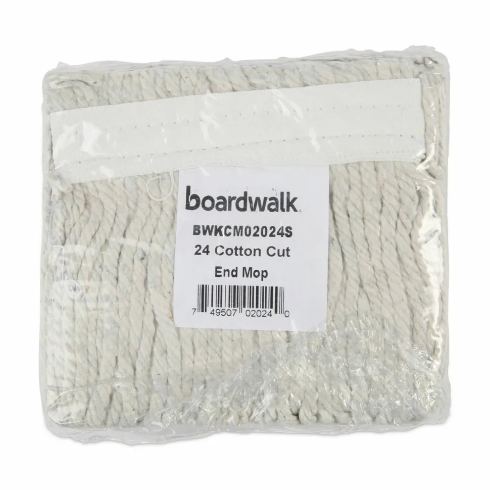 Boardwalk Banded Cotton Mop Head, #24, White, 12/Carton