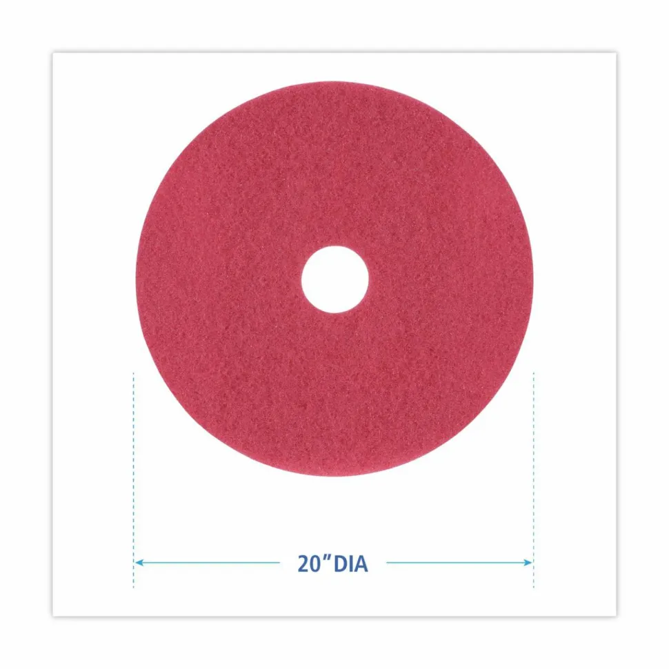 Boardwalk Buffing Floor Pads, 20" Diameter, Red, 5/Carton
