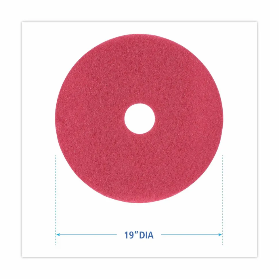 Boardwalk Buffing Floor Pads, 19" Diameter, Red, 5/Carton