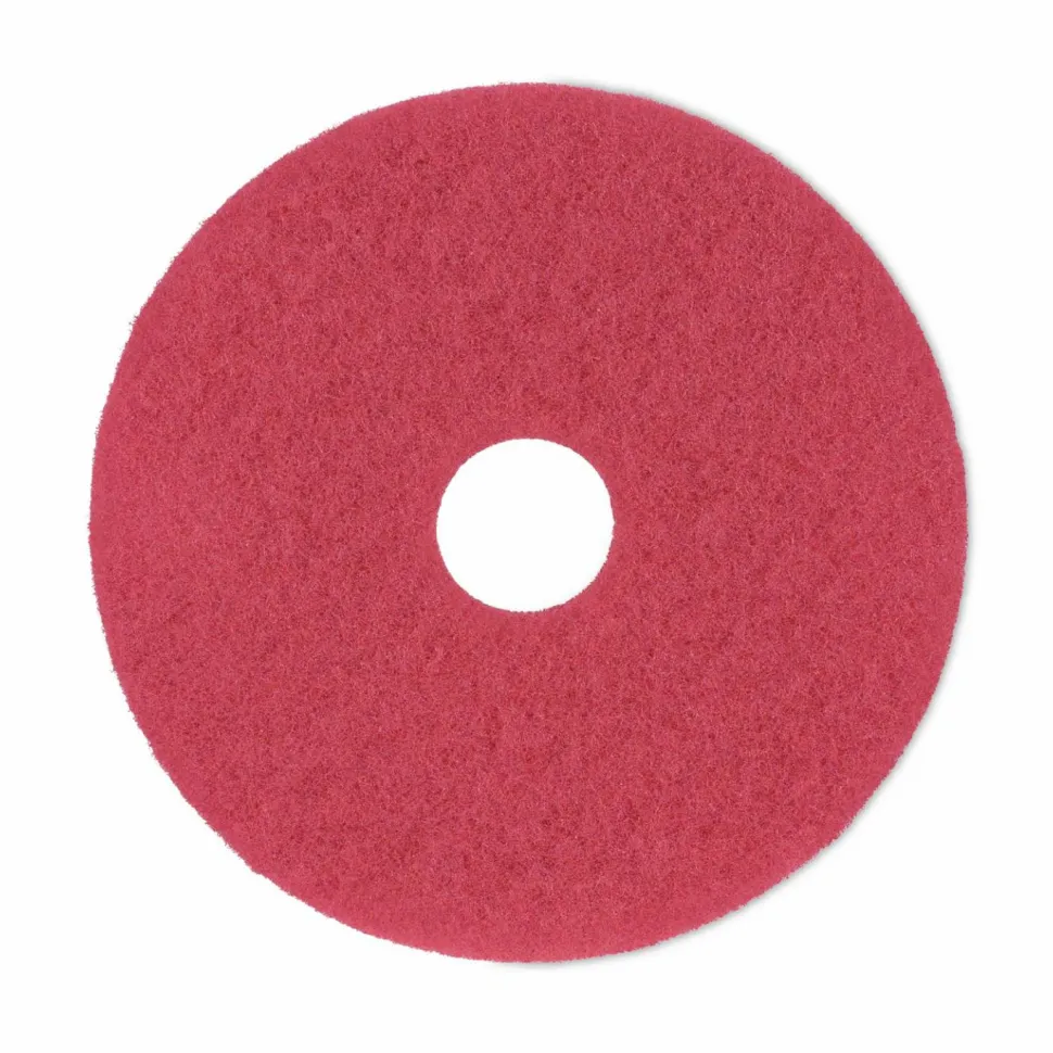 Boardwalk Buffing Floor Pads, 16" Diameter, Red, 5/Carton