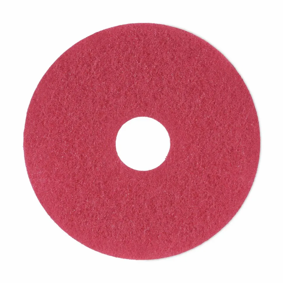 Boardwalk Buffing Floor Pads, 13" Diameter, Red, 5/Carton