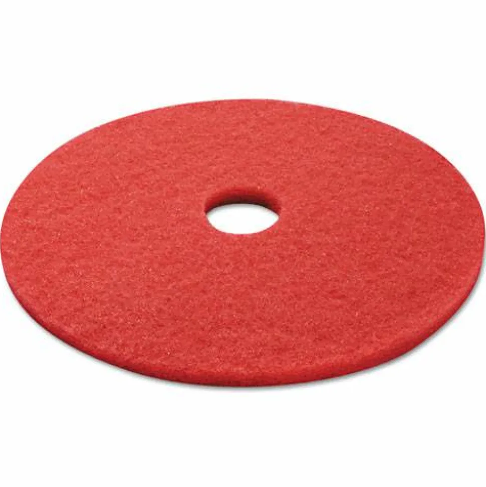 Boardwalk Buffing Floor Pads, 21" Diameter, Red, 5/Carton