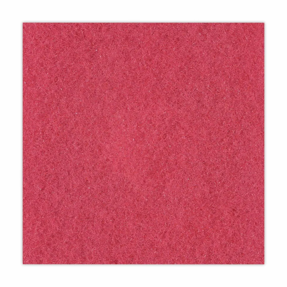Boardwalk Buffing Floor Pads, 17" Diameter, Red, 5/Carton