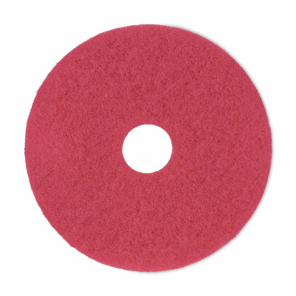 Boardwalk Buffing Floor Pads, 17" Diameter, Red, 5/Carton