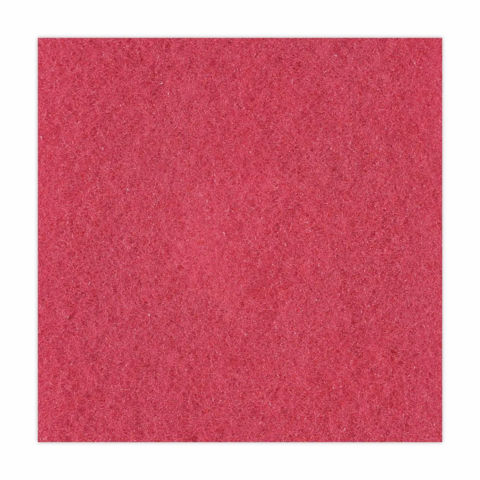 Boardwalk Buffing Floor Pads, 15" Diameter, Red, 5/Carton