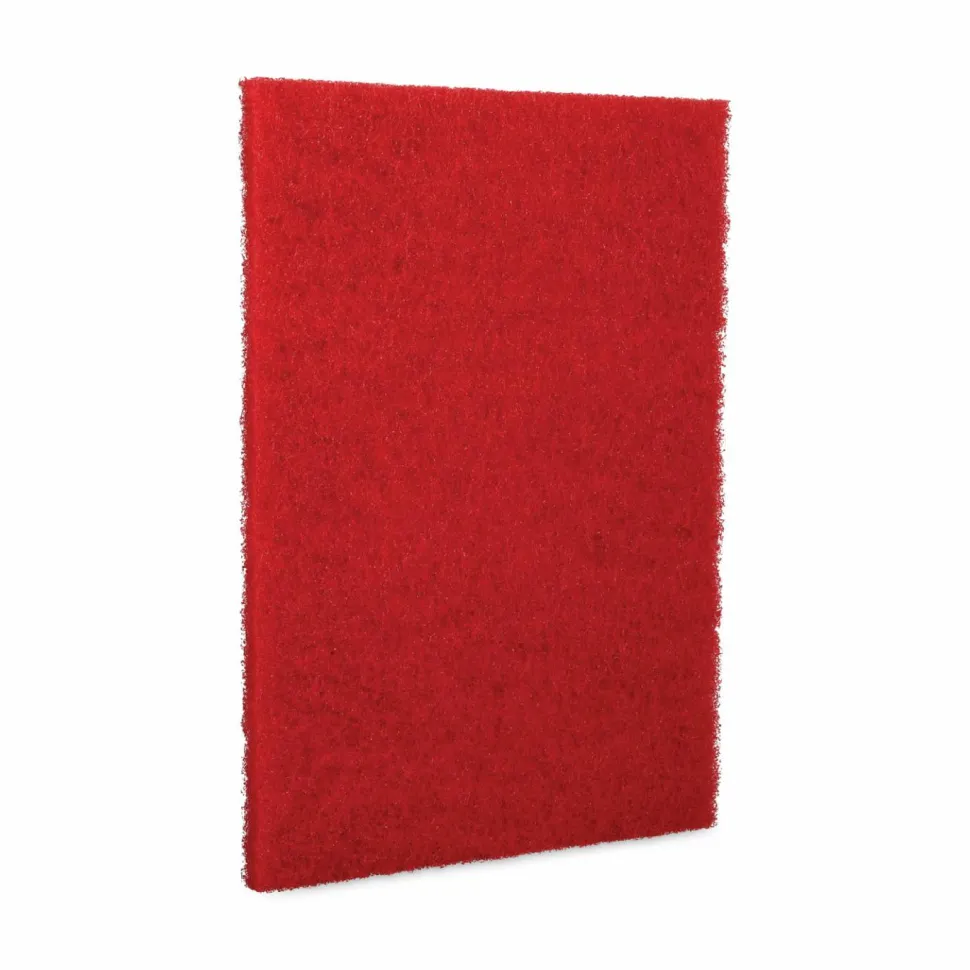 Boardwalk Buffing Floor Pads, 28 x 14, Red, 10/Carton