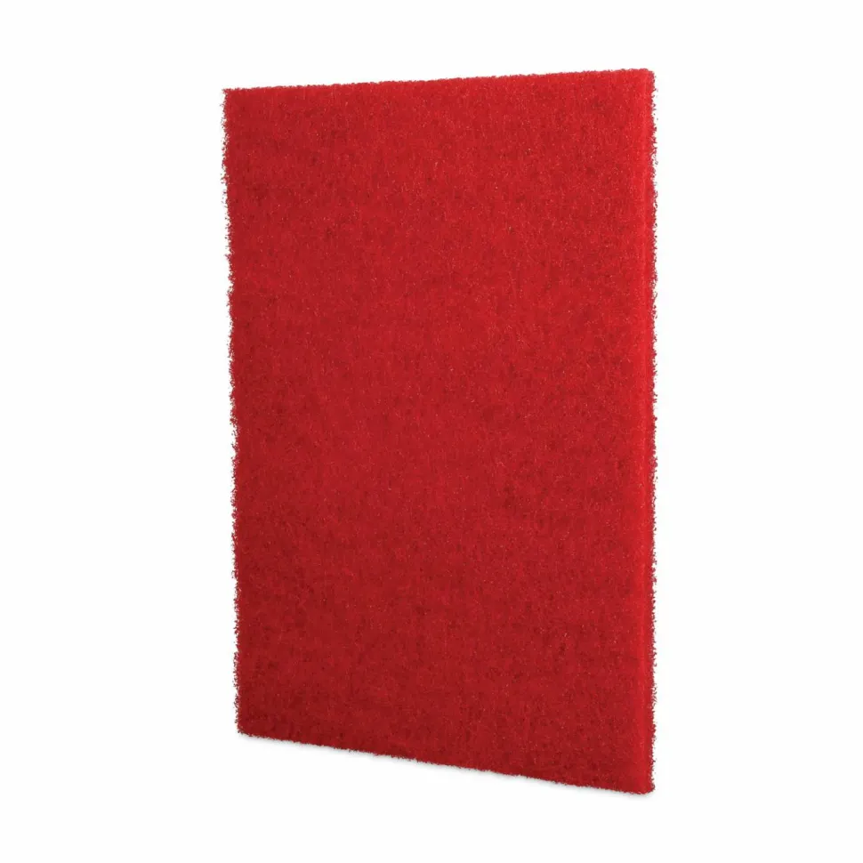 Boardwalk Buffing Floor Pads, 28 x 14, Red, 10/Carton