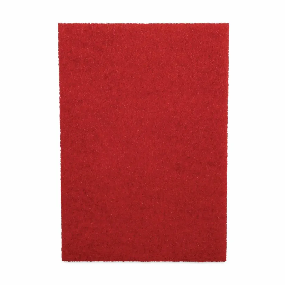 Boardwalk Buffing Floor Pads, 28 x 14, Red, 10/Carton