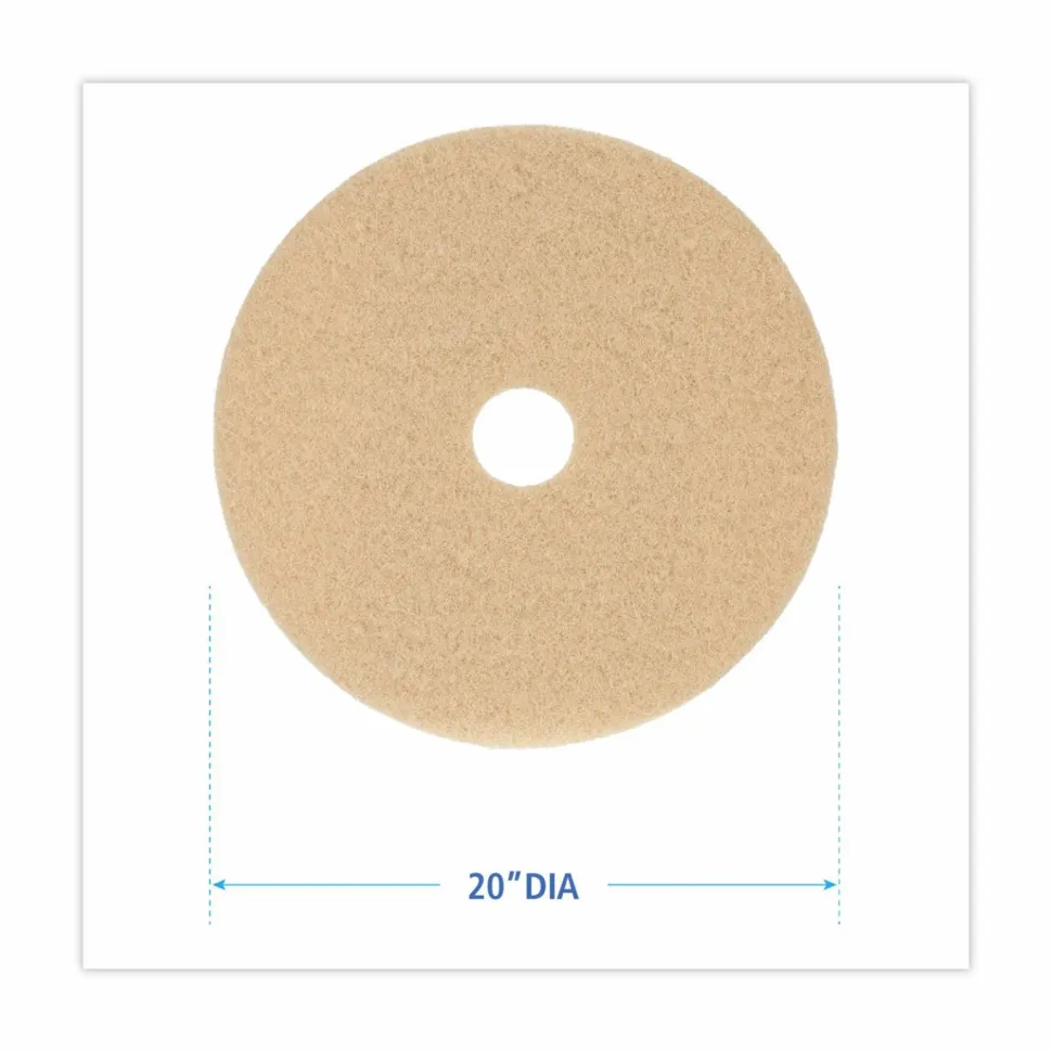Boardwalk Burnishing Floor Pads, 20" Diameter, Tan, 5/Carton