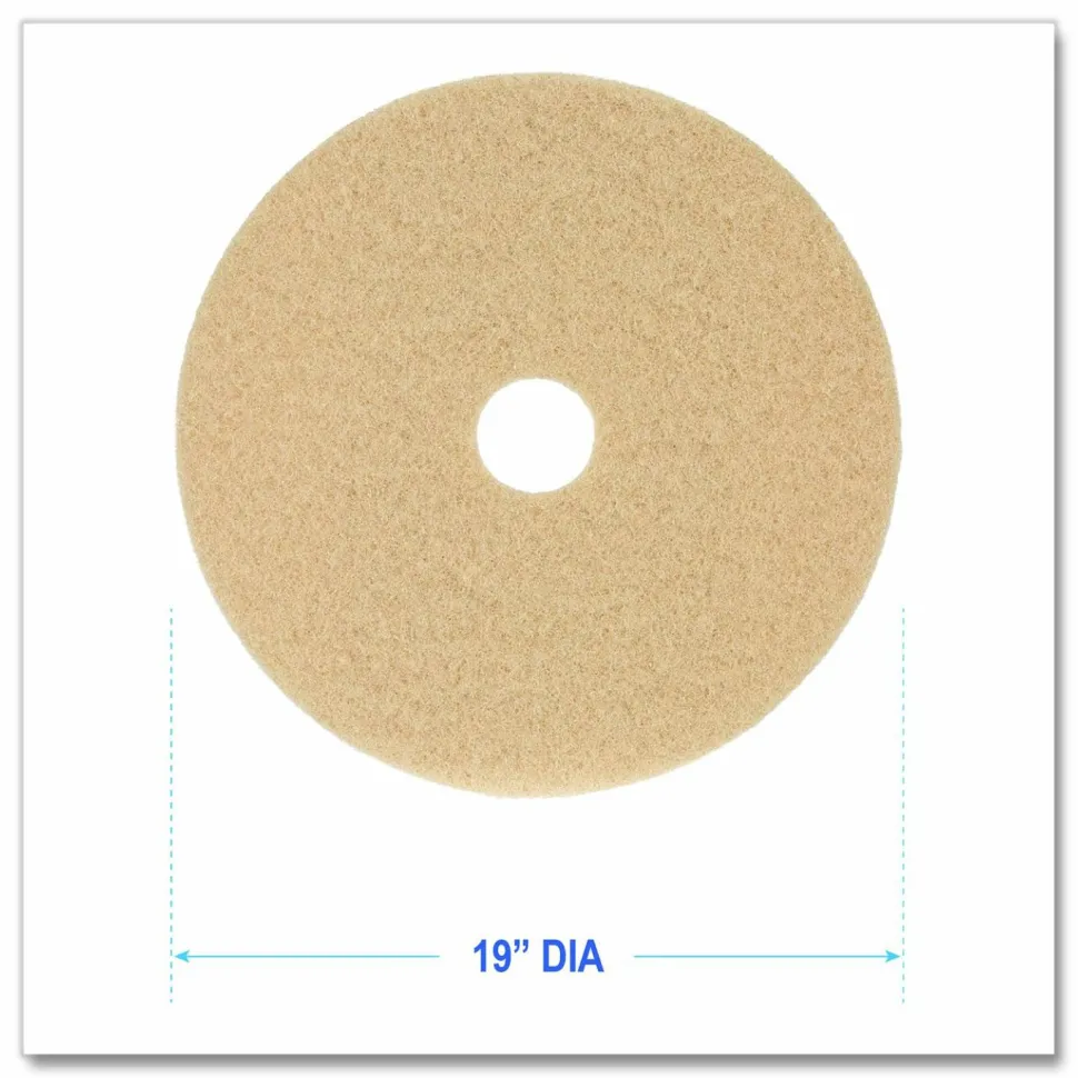 Boardwalk Burnishing Floor Pads, 19" Diameter, Tan, 5/Carton