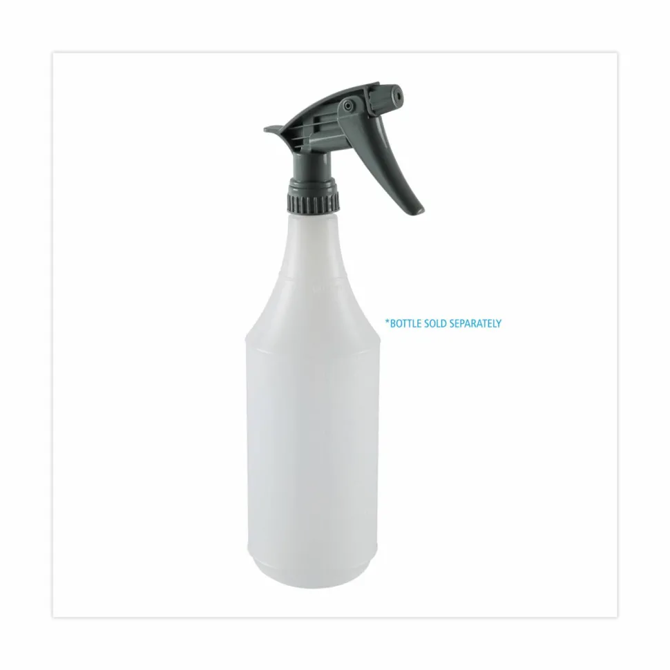 Boardwalk Chemical-Resistant Trigger Sprayer 320CR, 7.25" Tube, Fits 16 oz to 24 oz Bottles, Gray, 24/Carton