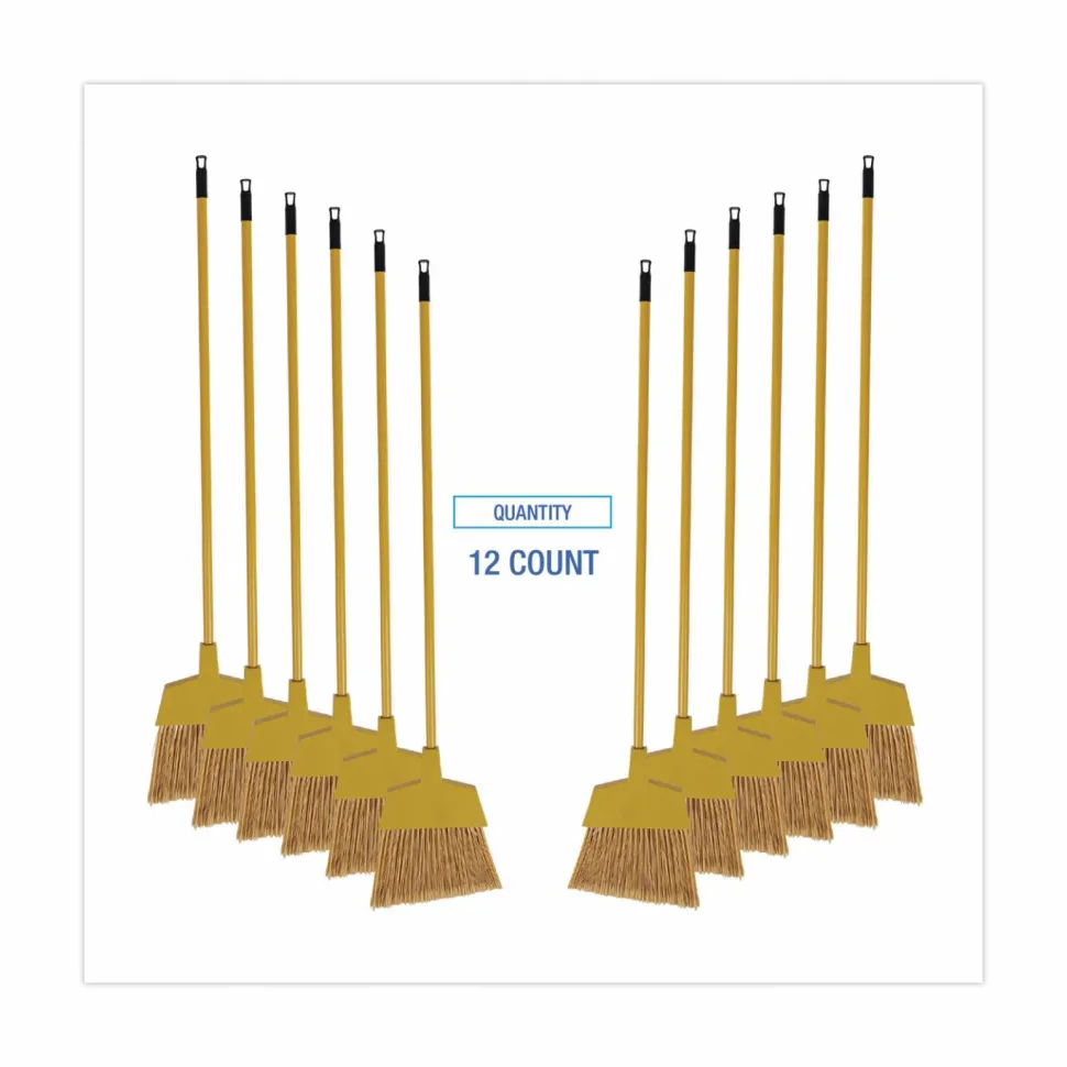 Boardwalk Corn Fiber Angled-Head Lobby Brooms, 55" Length, Yellow, 12/Carton