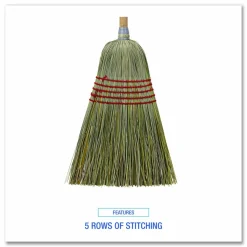 Boardwalk Corn/Fiber Brooms, Corn/Yucca Bristles, 53.5" Overall Length, Natural, 6/Carton