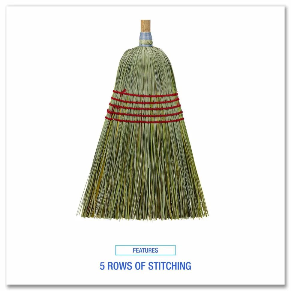 Boardwalk Corn/Fiber Brooms, Corn/Yucca Bristles, 53.5" Overall Length, Natural, 6/Carton