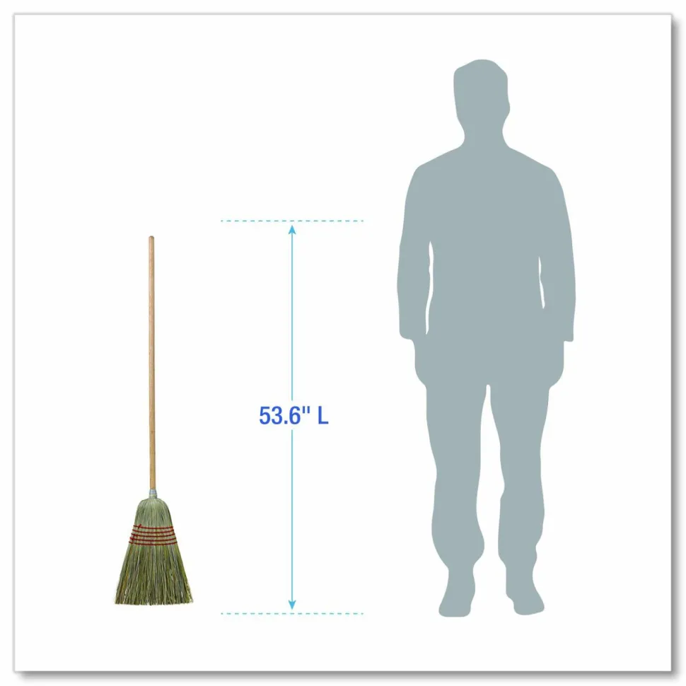 Boardwalk Corn/Fiber Brooms, Corn/Yucca Bristles, 53.5" Overall Length, Natural, 6/Carton