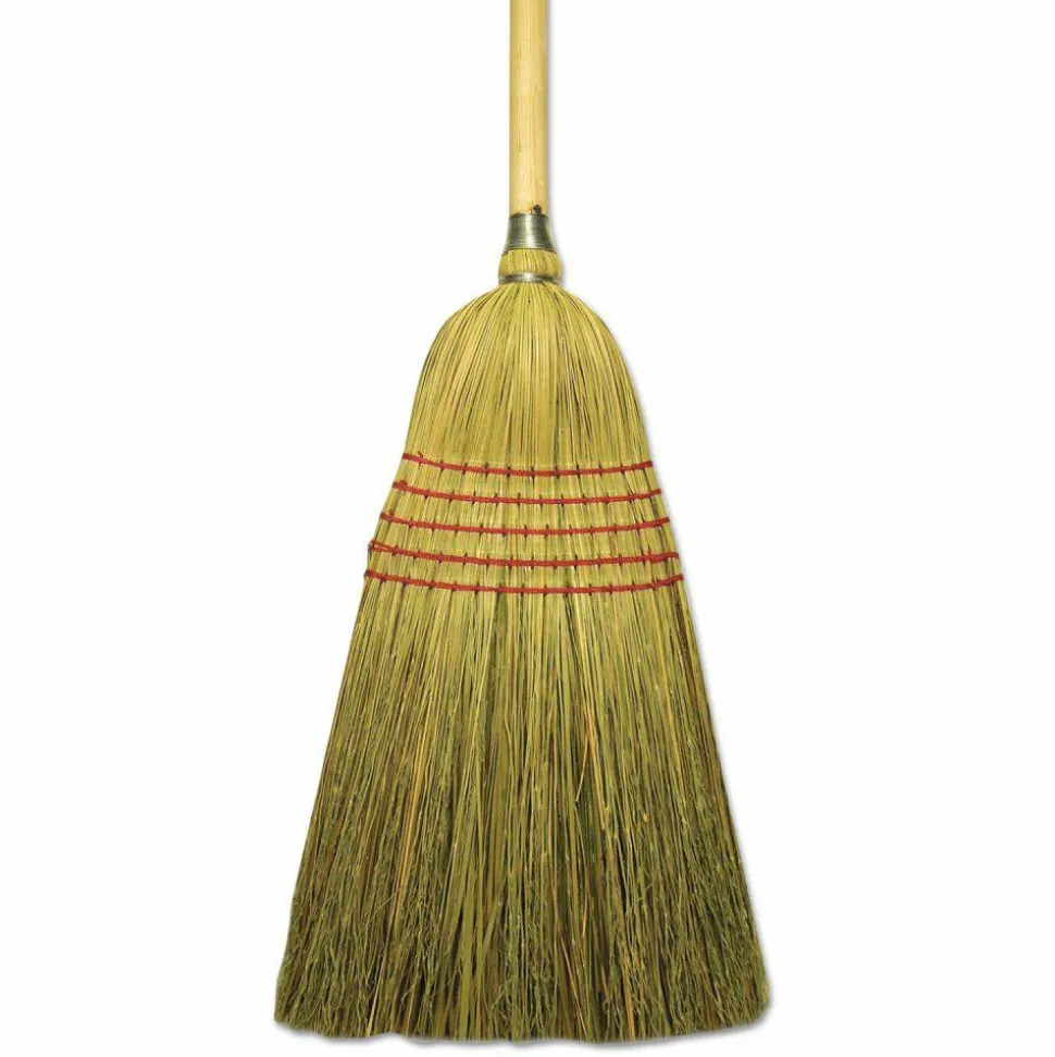 Boardwalk Corn/Fiber Brooms, Corn/Yucca Bristles, 53.5" Overall Length, Natural, 6/Carton