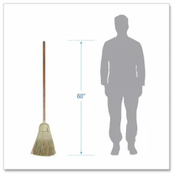 Boardwalk Corn/Fiber Brooms, Corn/Synthetic Fiber Bristles, 60" Overall Length, Gray/Natural, 6/Carton