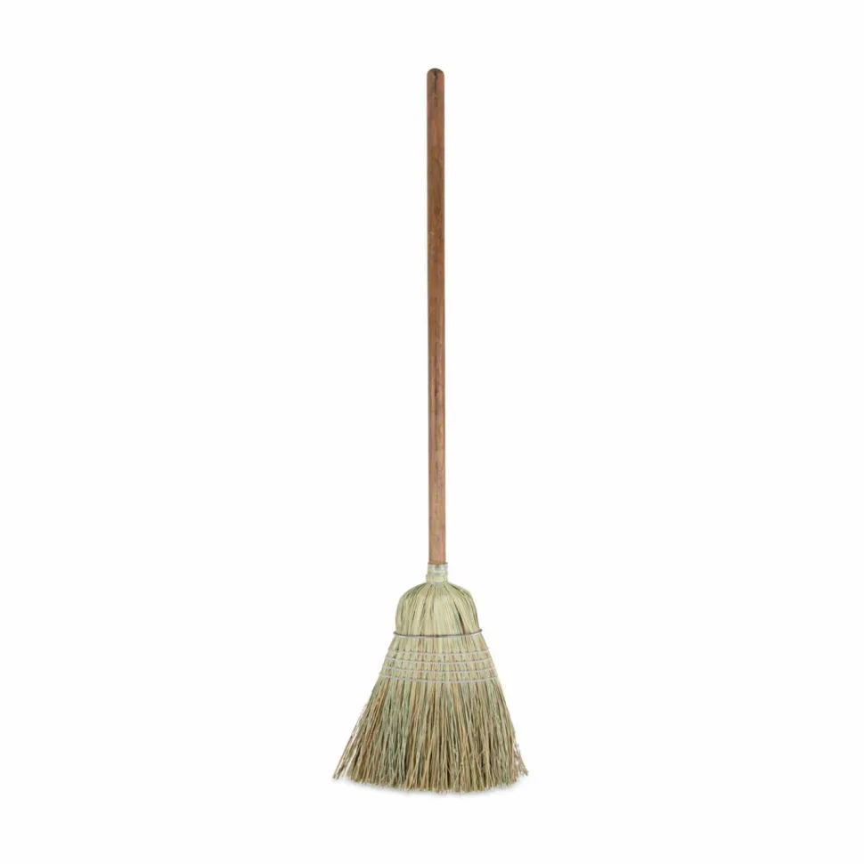 Boardwalk Corn/Fiber Brooms, Corn/Synthetic Fiber Bristles, 60" Overall Length, Gray/Natural, 6/Carton